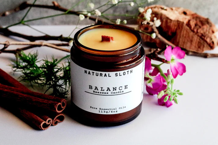 Natural Sloth Balance Scented Beeswax Candle