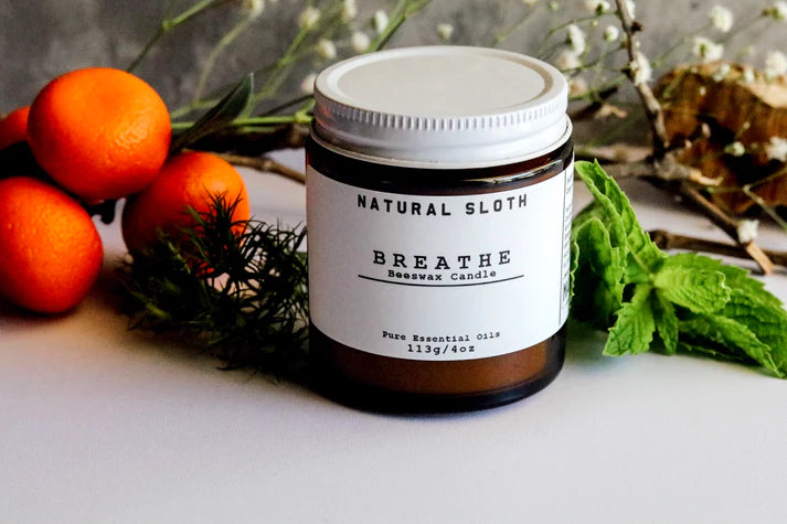 Natural Sloth Breathe Scented Beeswax Candle