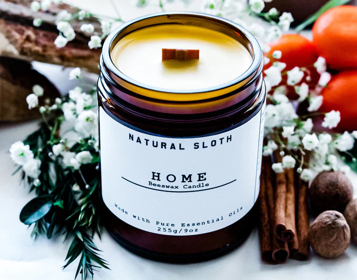 Made with Pure Essential Oils - Naturalsloth Home Beeswax Candle- Home Scent