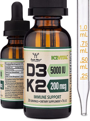 Double Wood Vitamin D3 + K2 Liquid Drops
