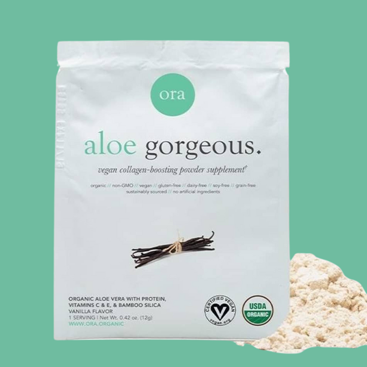 Aloe gorgeous vegan collagen-boosting powder supplement.