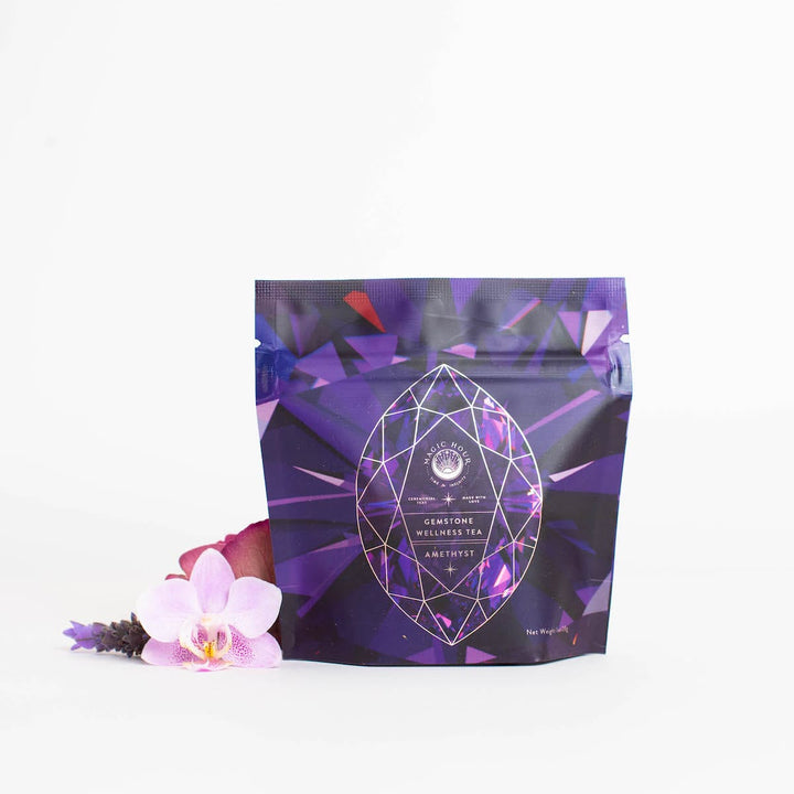 Magic Hour Amethyst: Strawberry-Passionfruit Gemstone Wellness Tea Clean, Pure Ingredients