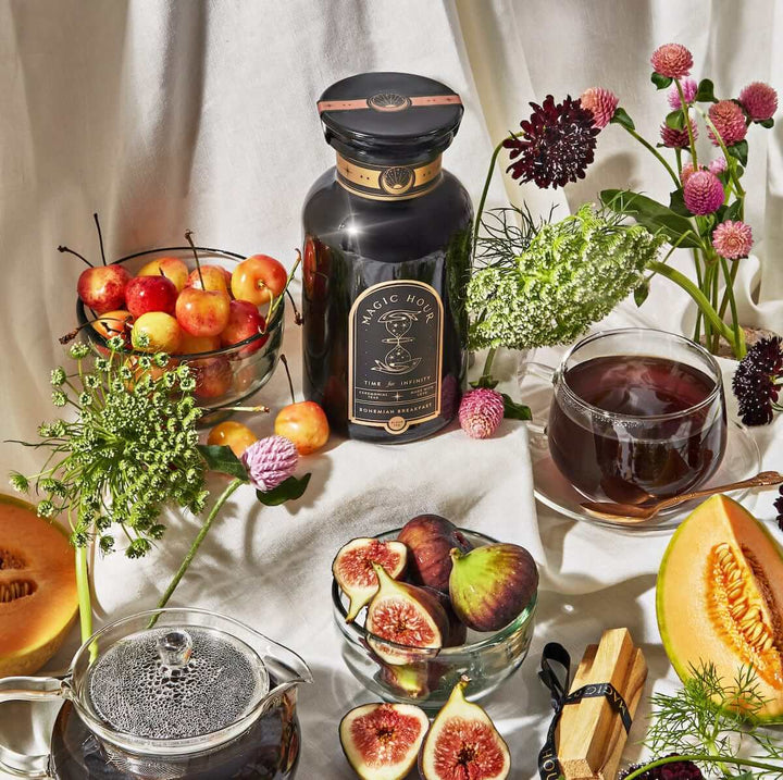 Magic Hour Organic Bohemian Breakfast Black Tea- Probiotic Rich Vanilla Puerh Tea for Digestion & Energy in Boho Jar