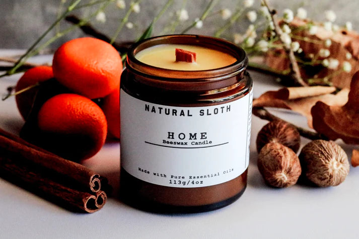 Natural Sloth Home Scented Beeswax Candle