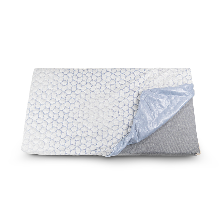 The Materials use in Naturepedic - Lullaby Earth Gentle Start Breathable Crib Mattress is Constructed from domestic and imported fabrics and components, featuring polyester fill and fabric, with a polyurethane (TPU) waterproof backing and elastane elastic band.