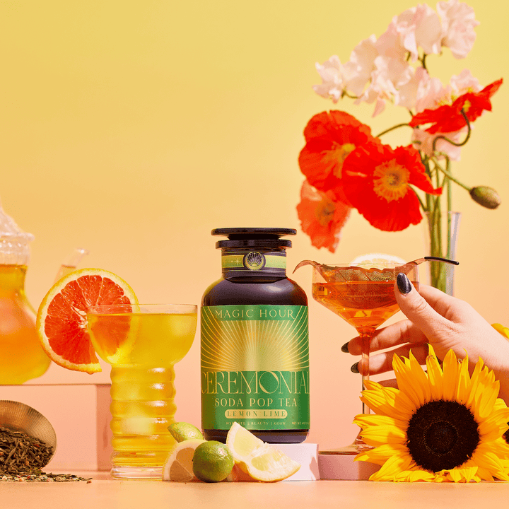 Magic Hour Lemon Lime Green Tea: Ceremonial Soda Pop Tea Subtle Natural Effervescence