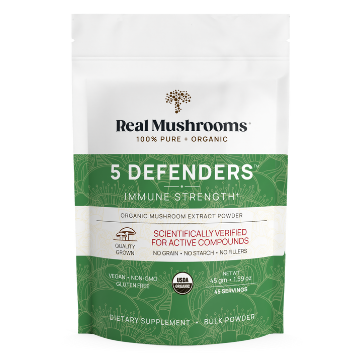 REAL MUSHROOMS 5 Defenders Organic Mushroom Complex  45 servings 