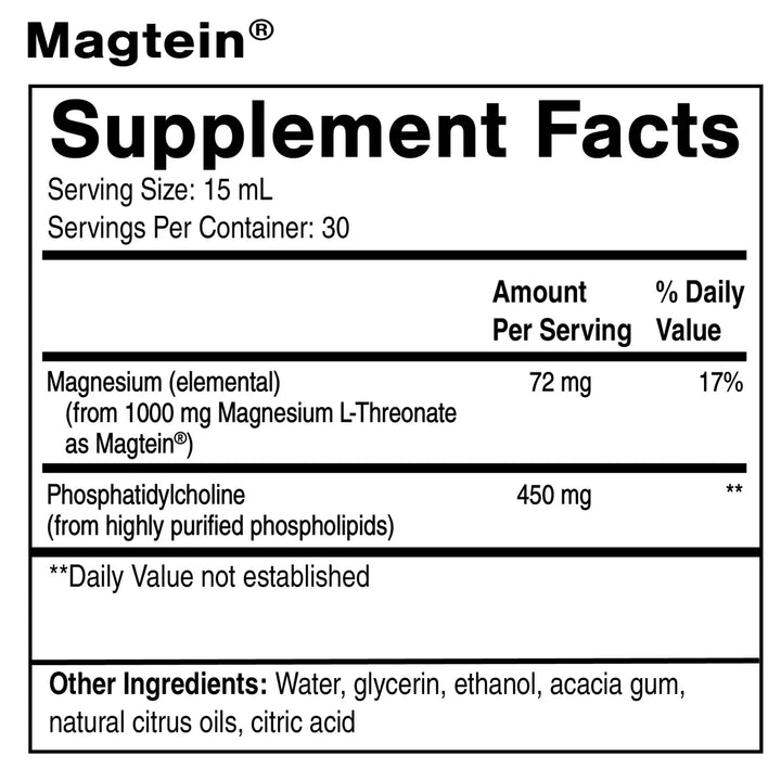 Quicksilver Liposomal Magtein Supplement Facts