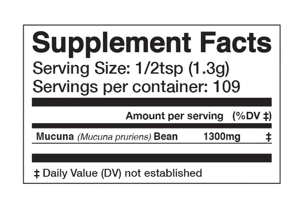 Anima Mundi - MUCUNA | "The Dopamine Bean" Supplement Facts