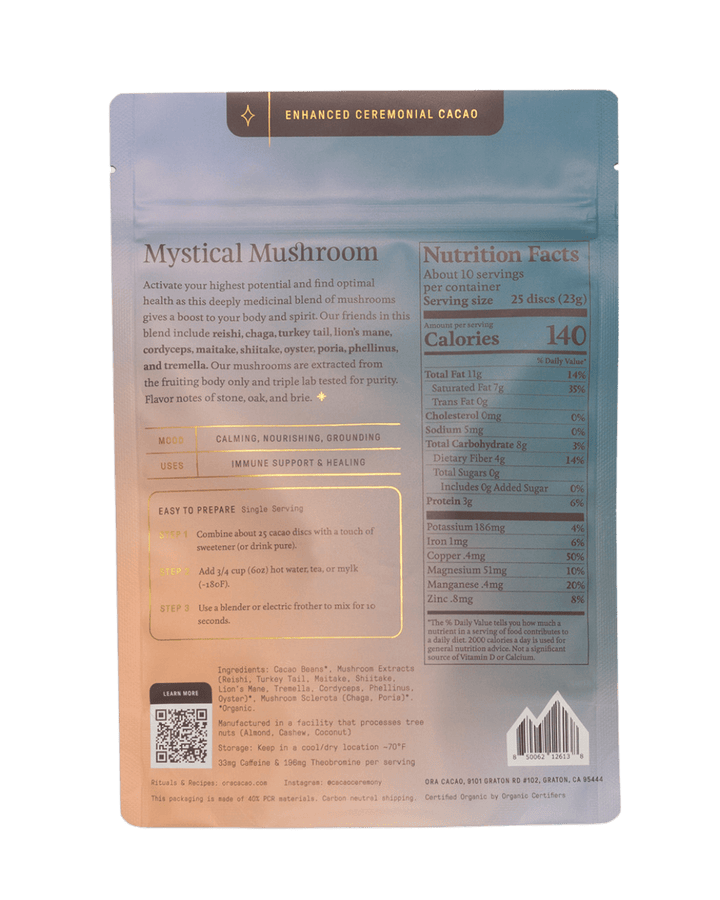 Ora Mystical Mushroom Cacao Elevate Your Ritual—Ceremonial Cacao Infused with Functional Mushrooms
