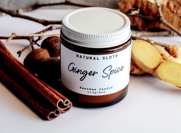 Natural Sloth Ginger Spice Beeswax Candles