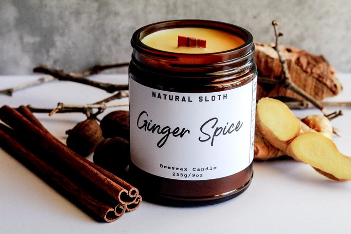 Natural Sloth Ginger Spice Beeswax Candles