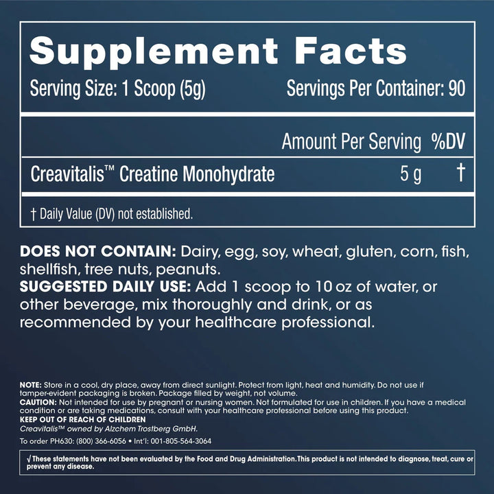 Supplement Facts Of Prohealth Longevity Creatine50 grams
