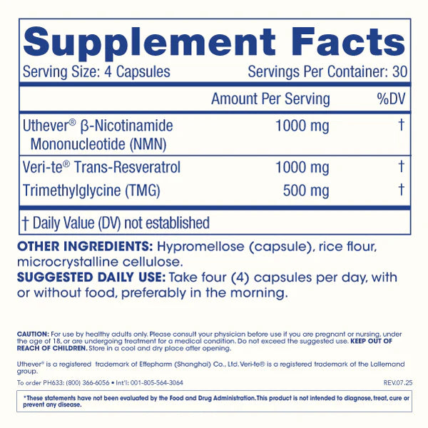Prohealth Longevity NMN Pro™ Complete Capsules Supplement Facts