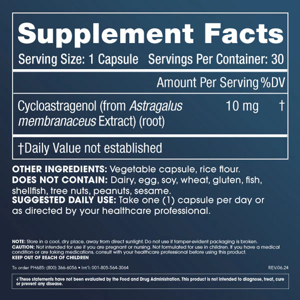 Prohealth Longevity Cycloastragenol Supplement Facts