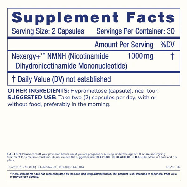 ProHealth Longevity Laboratory-Grade Nexergy+™Essentials NMNH 1000 mg ...