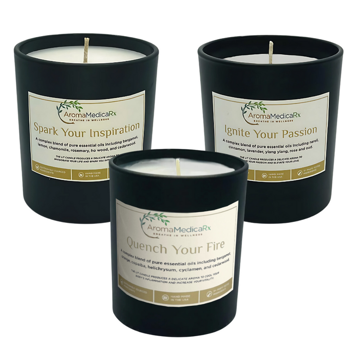 8 oz - bundle set of AromaMedicaRx Medicinal Coconut Soy Candle Gift Sets for Enhanced Mood and Wellbeing