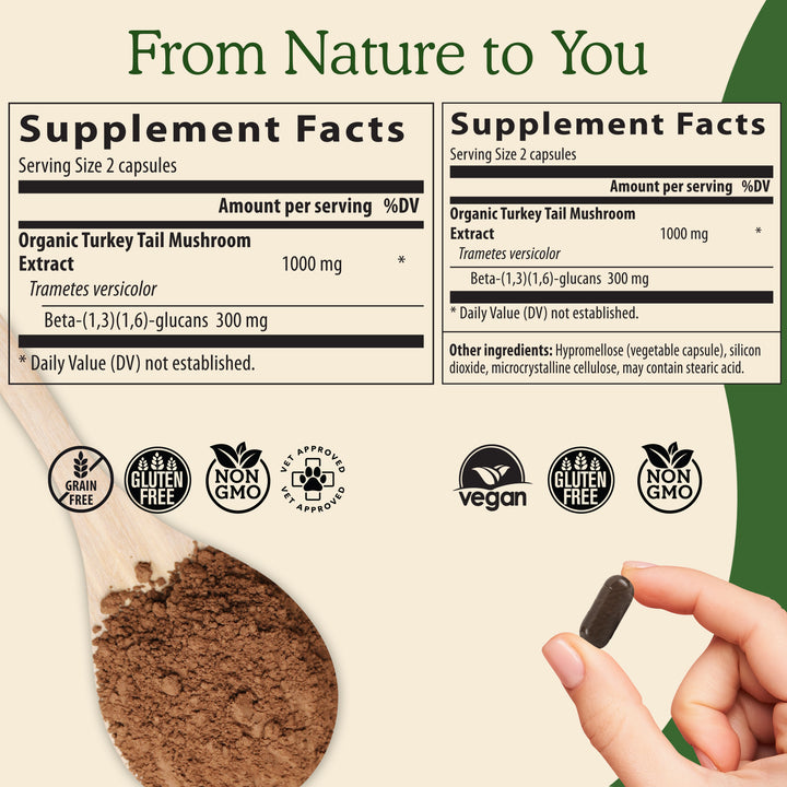 REAL MUSHROOMS Turkey Tail Mushroom supplement facts