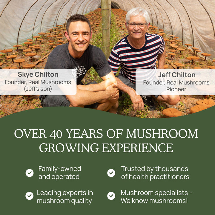 REAL MUSHROOMS Turkey Tail Extract has over 40 years of mushroom growing experience 