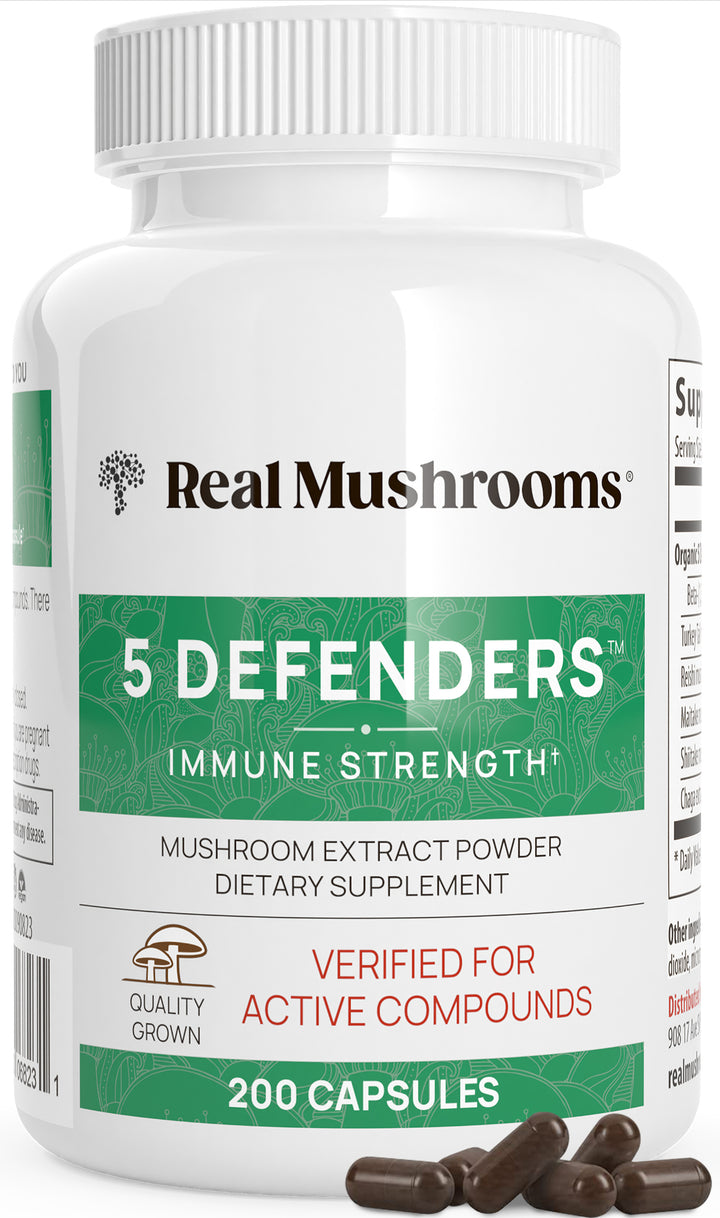REAL MUSHROOMS 5 Defenders Organic Mushroom Blend Capsules