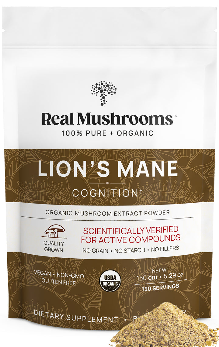 REAL MUSHROOMS Organic Lions Mane Mushroom Powder – Bulk Extract