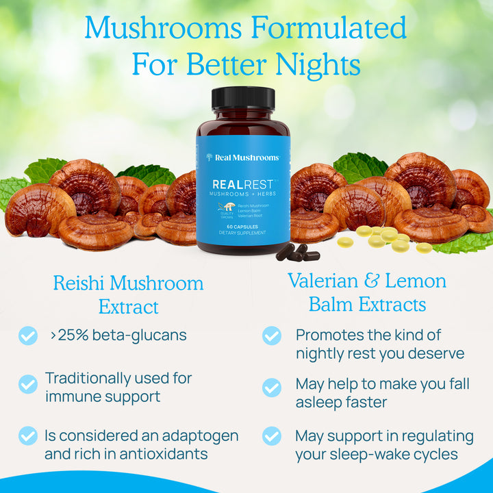 RealRest - Reishi, Valerian and Lemon Balm is formulated for better nights