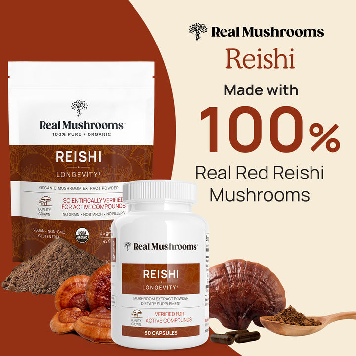 Organic Reishi is made with 100% real red reishi mushrooms