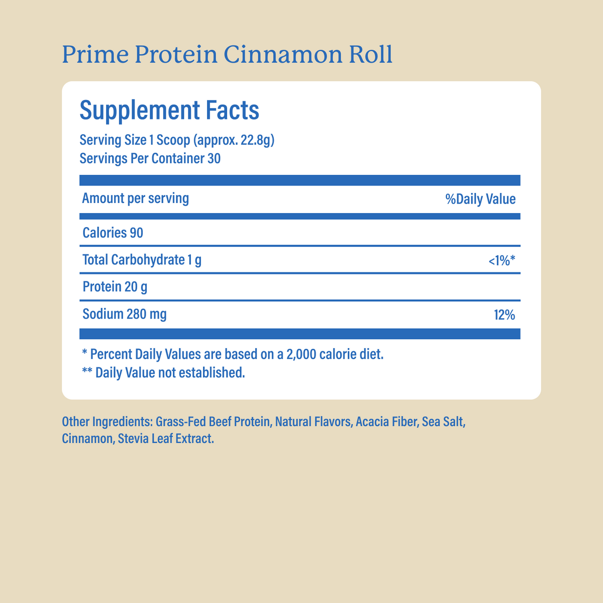 Equip Prime Protein cinnamon roll Supplement Facts and ingredient information