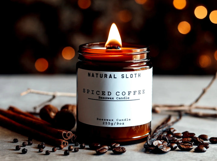 Natural Sloth Spiced Coffee Beeswax Candles