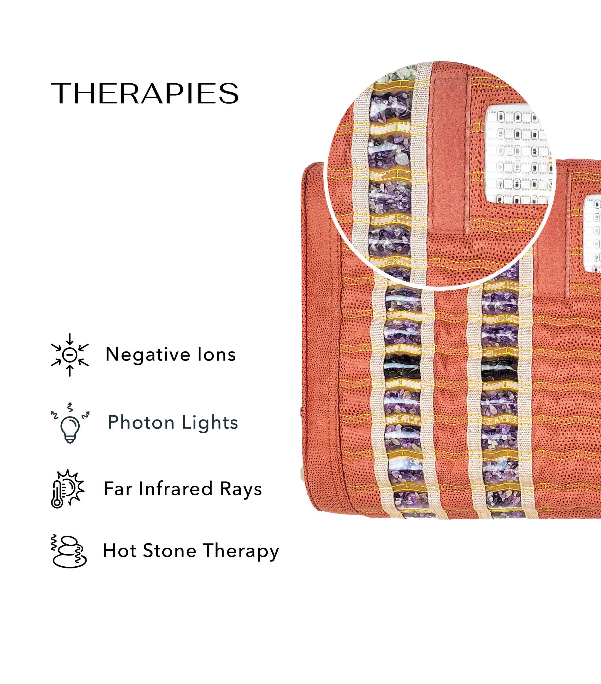 HealthyLine Therapy Pillow With Far Infrared & Gemstones – Memory Foam, Hot Stone Therapy, 18x10 Inches