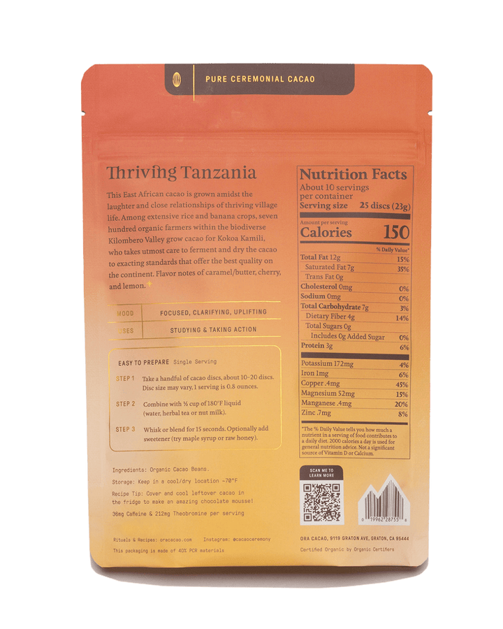 Ora Cacao Thriving Tanzania Pure, Powerful, Ceremonial
