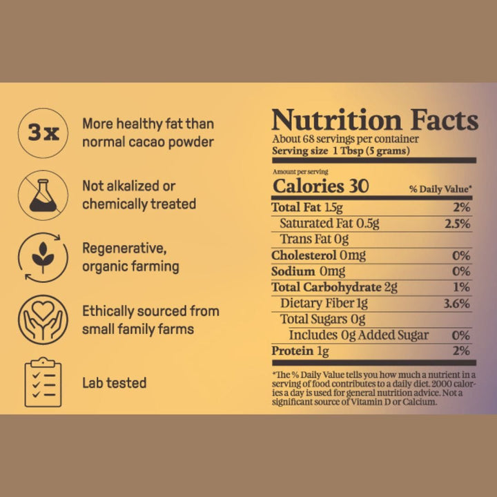 Ora Cacao Triple Fat Cacao Powder rich and creamy