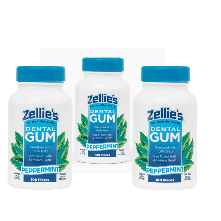 Zellie's Peppermint Xylitol Gum - 100 ct - 3 JAR