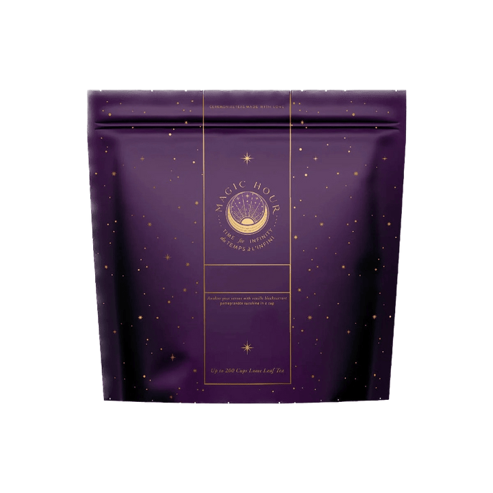 Magic Hour Amethyst: Strawberry-Passionfruit Gemstone Wellness Tea Infused with herbs known for relaxation and gentle energy, this tea helps you unwind without caffeine.
