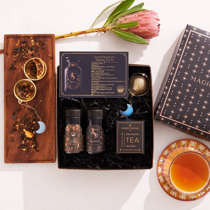 Magic Hour Cosmic Gemstone Mini Gift Set: Astrology Tea & Gemstone Wel ...