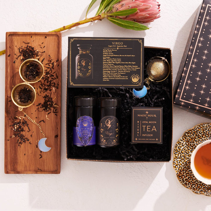 Magic Hour Cosmic Gemstone Mini Gift Set: Astrology Tea & Gemstone Wel ...