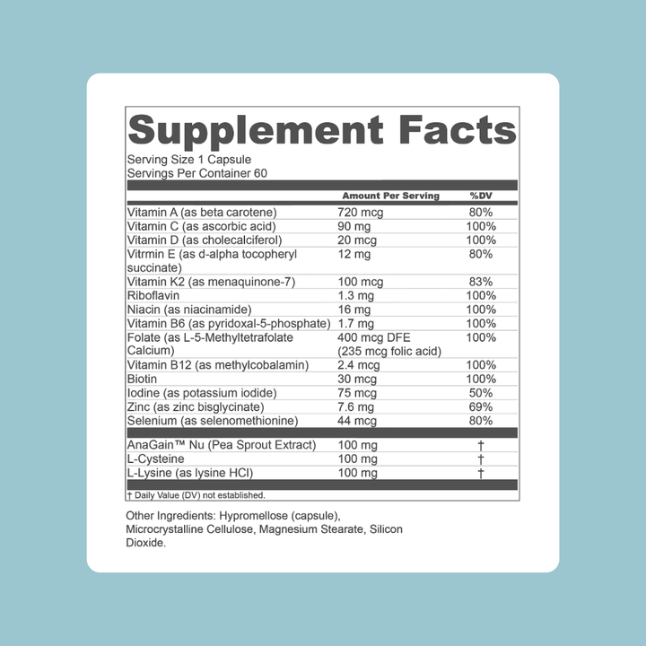 Supplement Facts of EVOLVh Better Roots RootBoost Complex