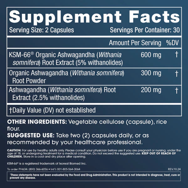 ProHealth Longevity Ashwagandha - Supplement Facts