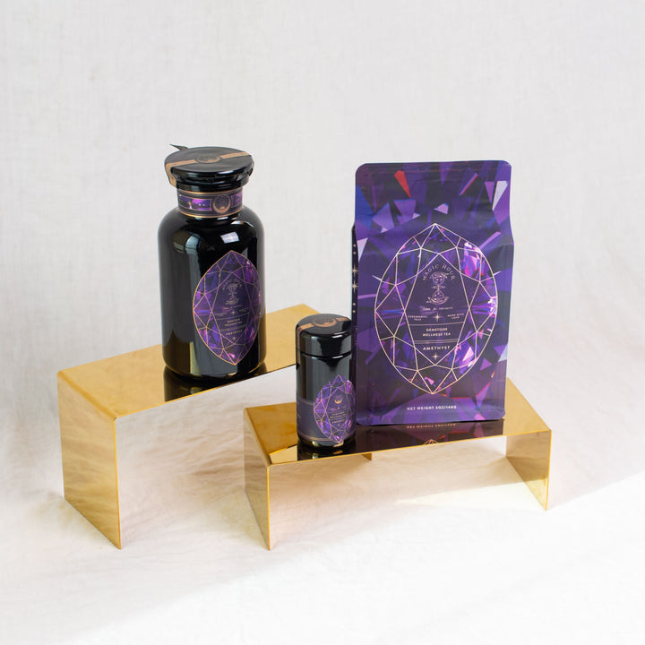 Magic Hour Amethyst: Strawberry-Passionfruit Gemstone Wellness Tea Gemstone Infusion