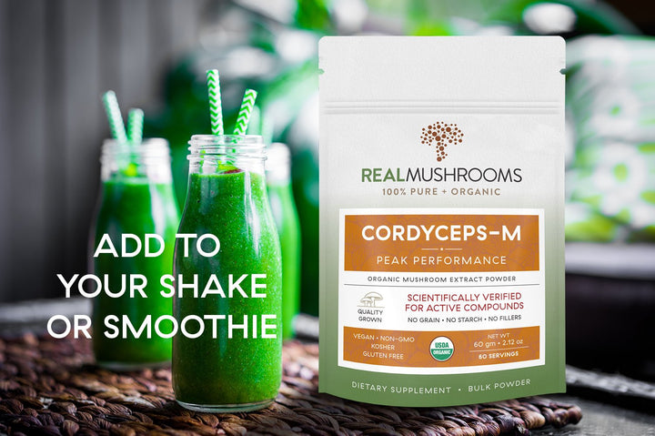 Real Mushrooms Cordyceps-M powder in shake