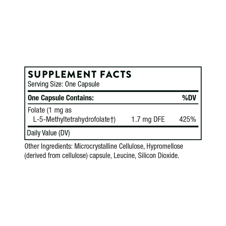 Supplement Facts Thorne 5-MTHF 1 mg