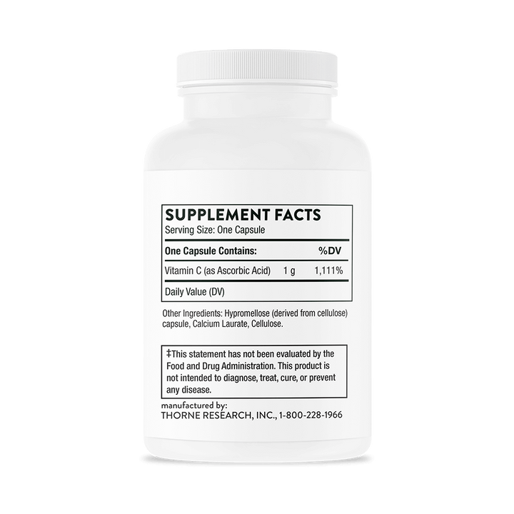 Thorne Ascorbic Acid (60 count) Supplement Facts  
