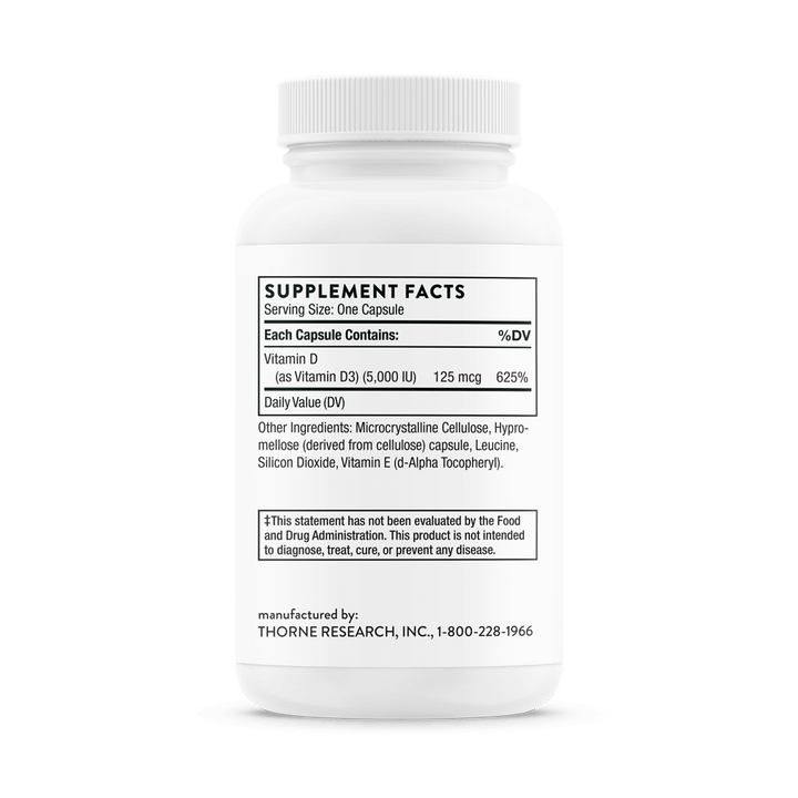 Thorne Vitamin D-5,000 - NSF Certified for Sport Supplement Facts and Ingredients