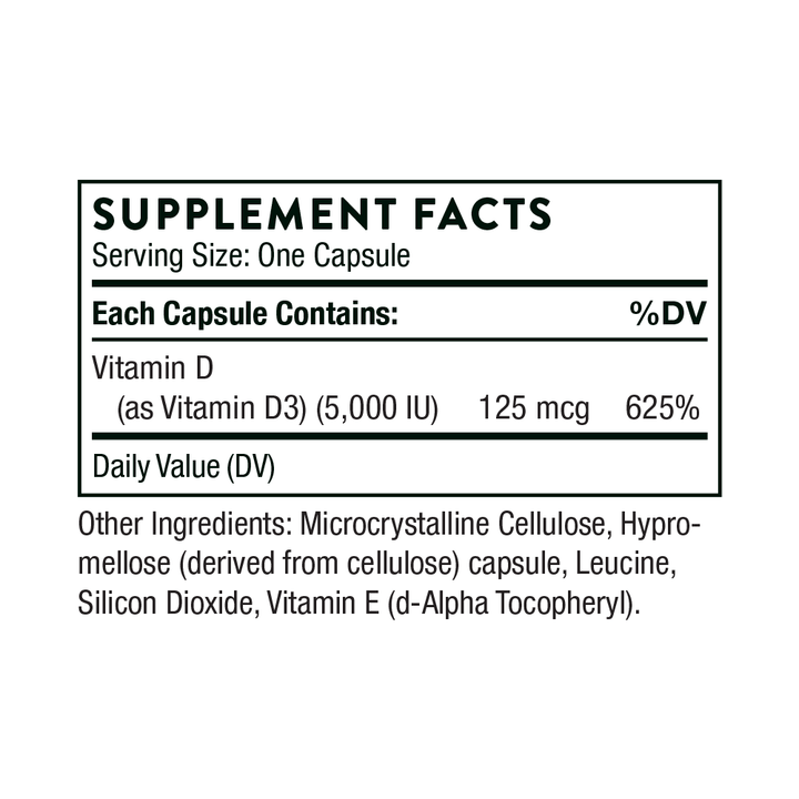 Thorne Vitamin D-5,000 - NSF Certified for Sport Supplement Facts