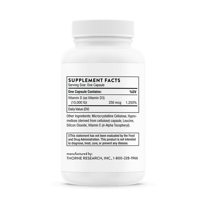 Thorne Vitamin D-10,000 Supplement Facts and Ingredients