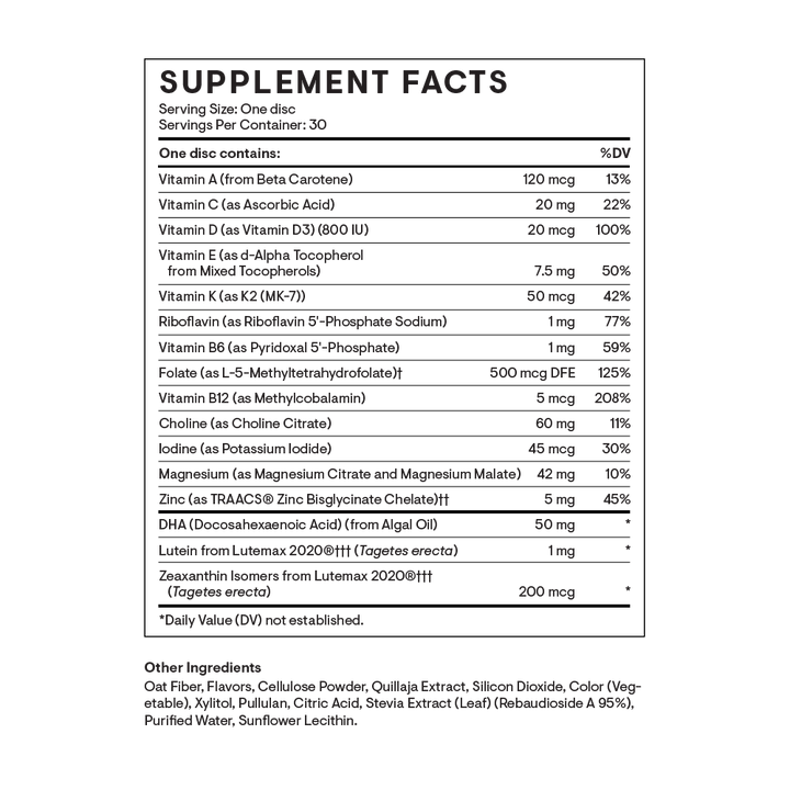 Thorne Kids Multi + Supplement Facts