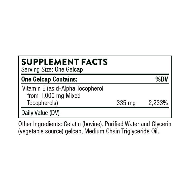 Thorne Ultimate-E Supplement Facts