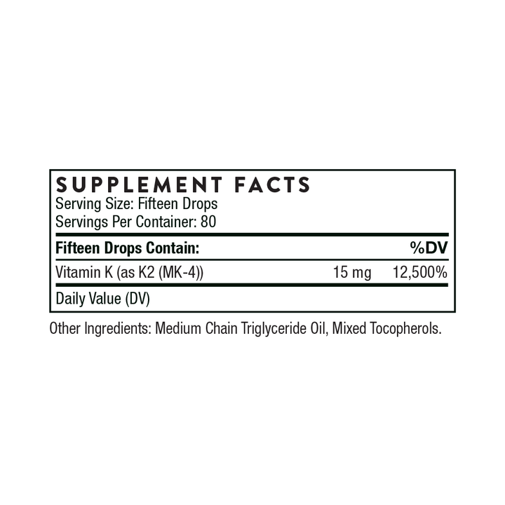 Thorne Vitamin K2 Supplement Facts