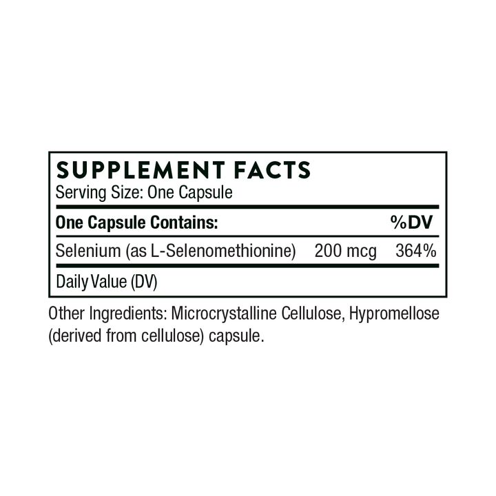 Thorne Selenium Supplement Facts