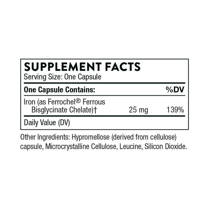 Thorne Iron Bisglycinate Supplement Facts